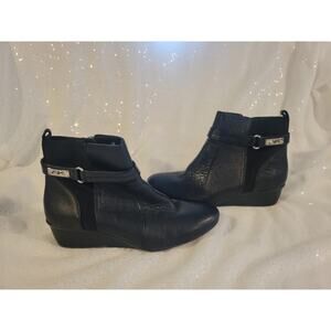 Anne Klein Sport Women Black Davida‎ 8 Wedge Boots Whimsigoth Career Comfort